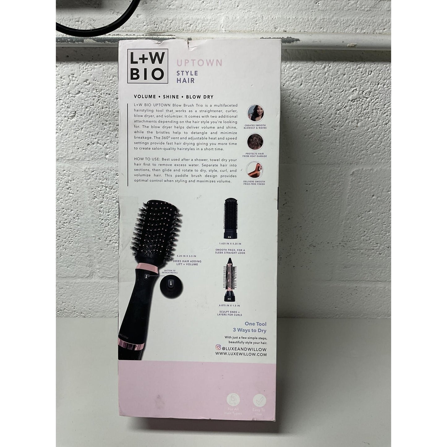 L+W BIO UPTOWN HAIR BLOW DRYER BRUSH TRIO