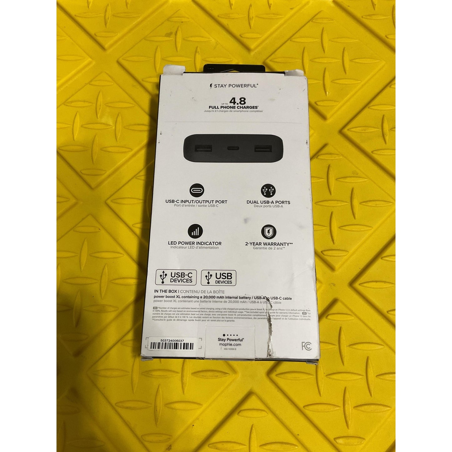 Mophie power boost XL portable battery with USB-C port