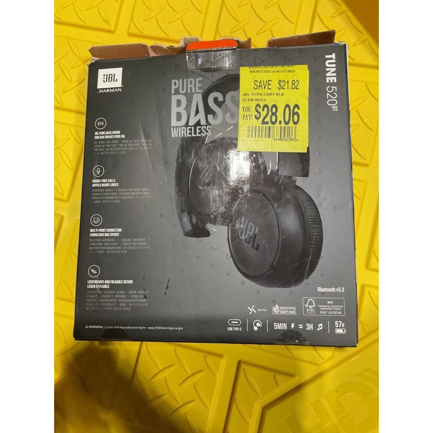 JBL Tune 520BT Wireless Bluetooth On-Ear Headphones With Built-In Microphone