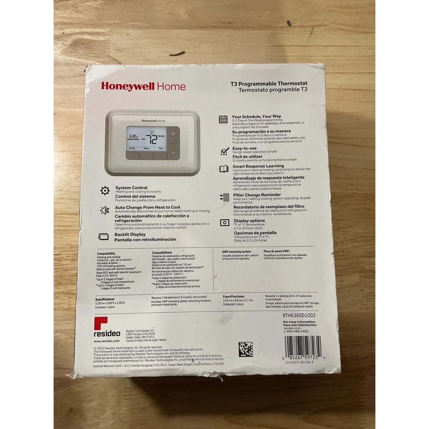 Honeywell RTH6360D 5-2 Day Programmable Thermostat - White