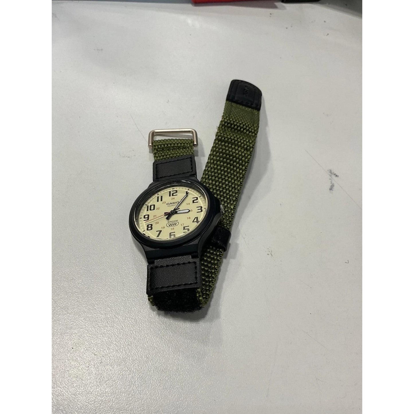 Casio MW240B-3BV, Men's Green Nylon Wrapstrap Watch, 50 Meter WR, 43MM Case