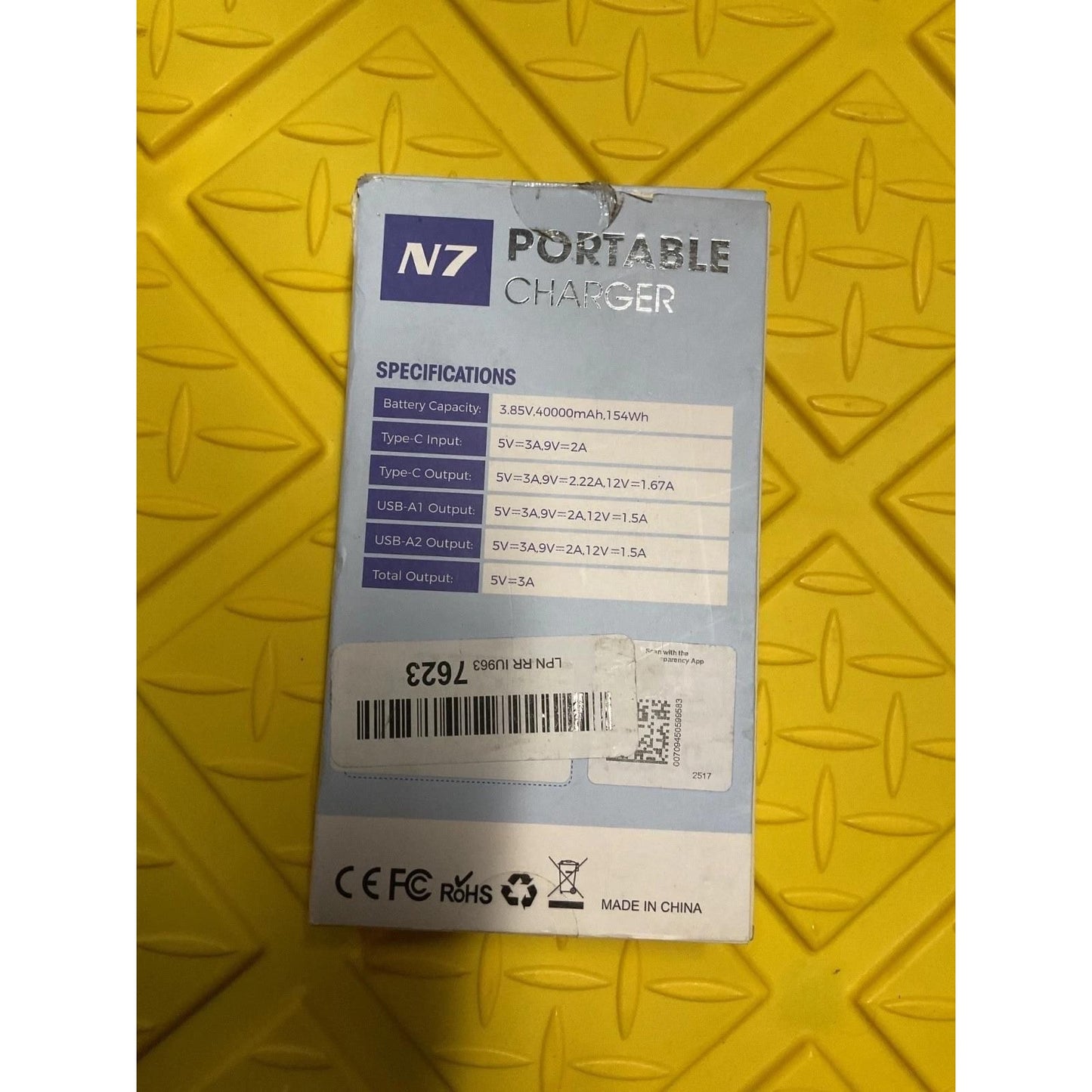 N7 portable charger 40000 mAh