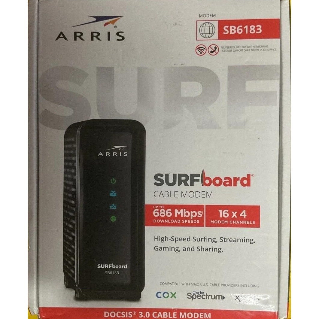 ARRIS SB6183 Surfboard 16x4 DOCSIS 3.0 Cable Modem - Black