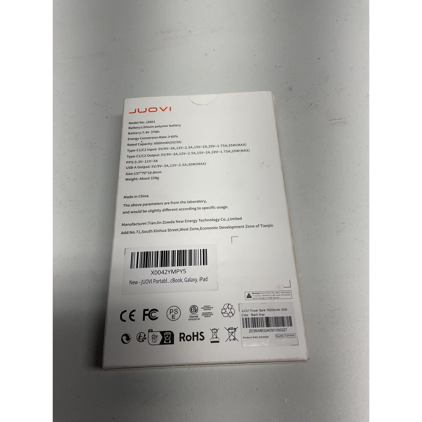 Juovi Power Bank 35w 10000mAh