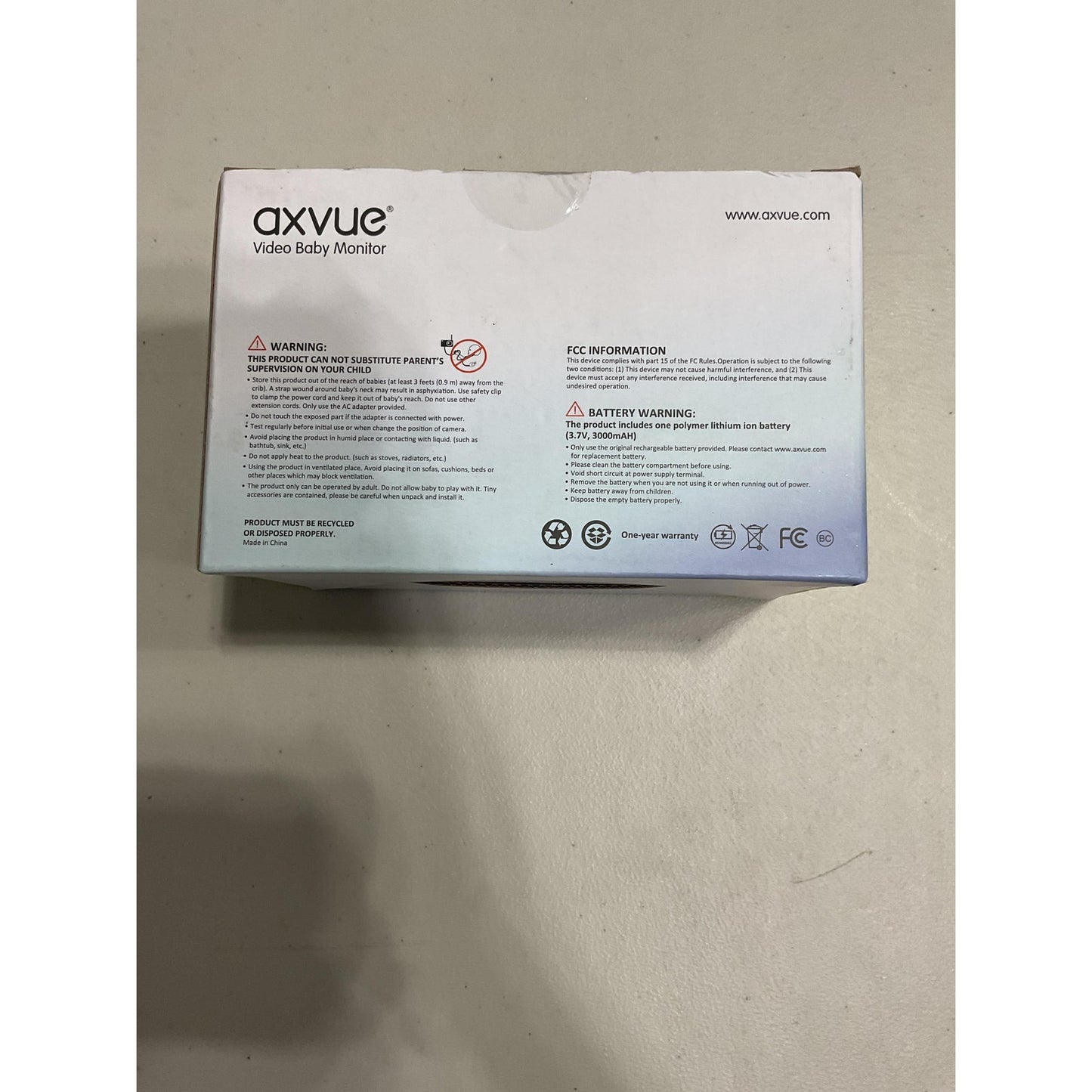 Axvue video baby monitor