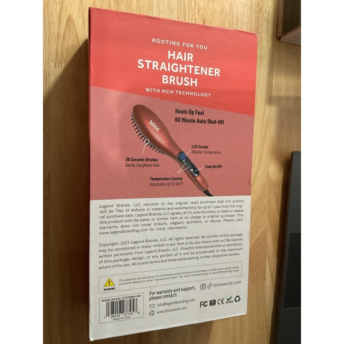 bliss rooting for you hair straightener brush with MCH technology