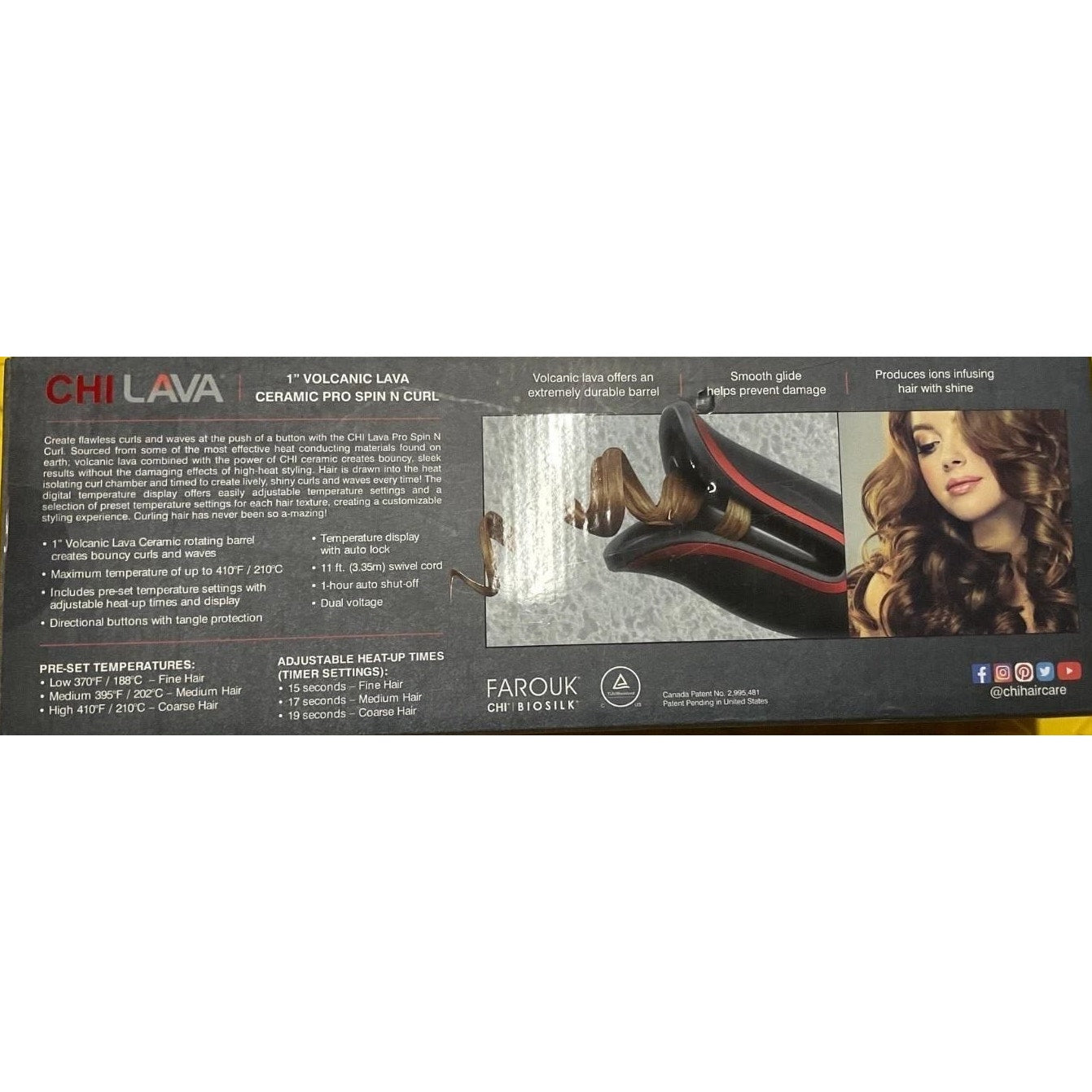 CHI Lava Spin N Curl Professional Curling Iron - Black/Red