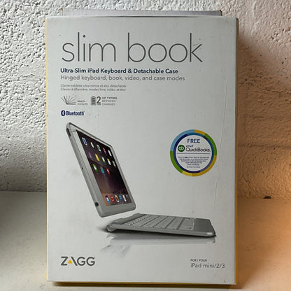 White - Slim Book Wireless Keyboard Case IPAD MINI/2/3