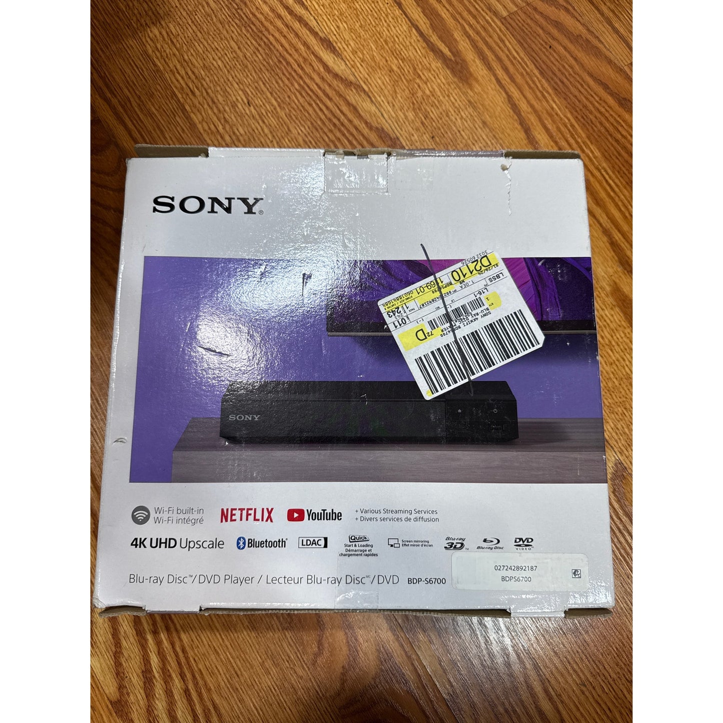 Sony BluRay Player WIFI 4K UHD Upscale BDPS6700/BM2