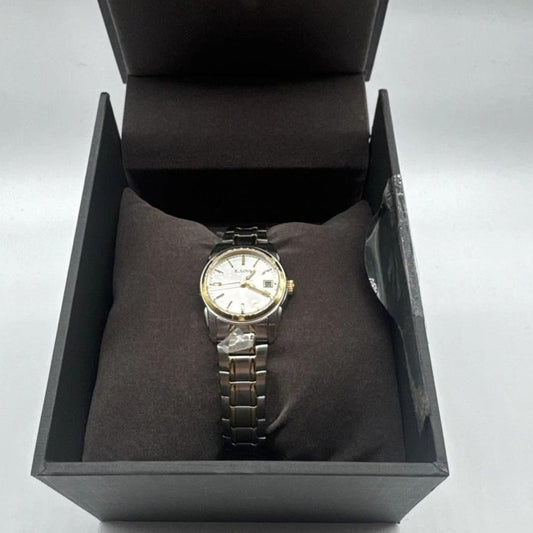 Bulova Classic 98M105 Womens Silver Gold Two Tone Round Analog Wristwatch