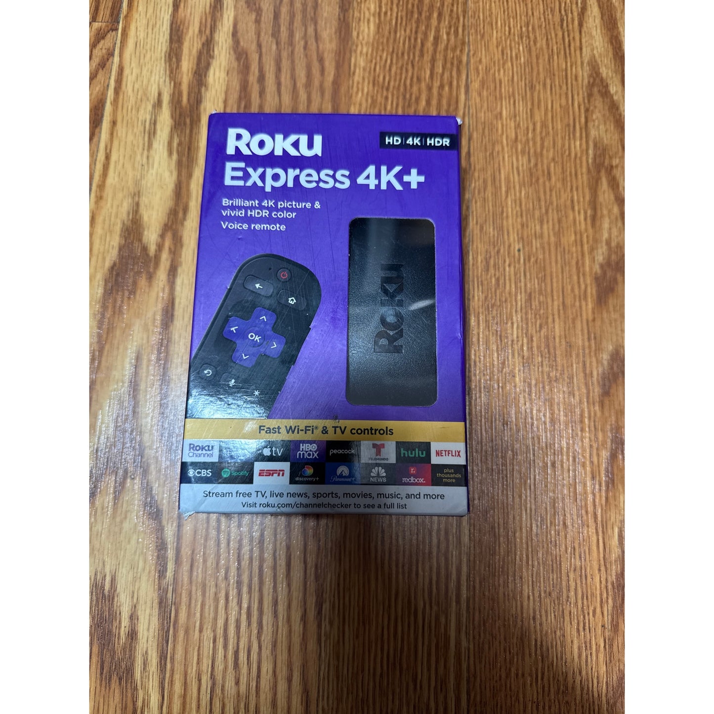 Roku Express 4k+ HDR Streaming device with Voice Remote - Open Box