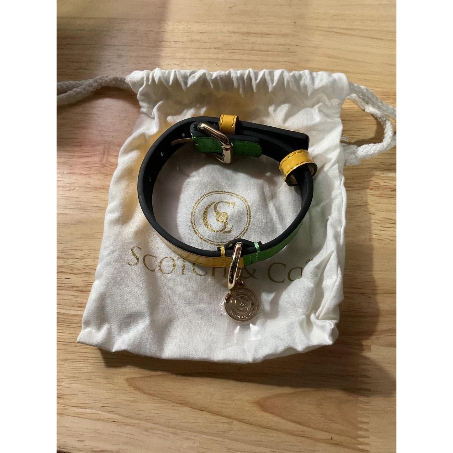 SCOTCH & CO dog collar Small Green Yellow