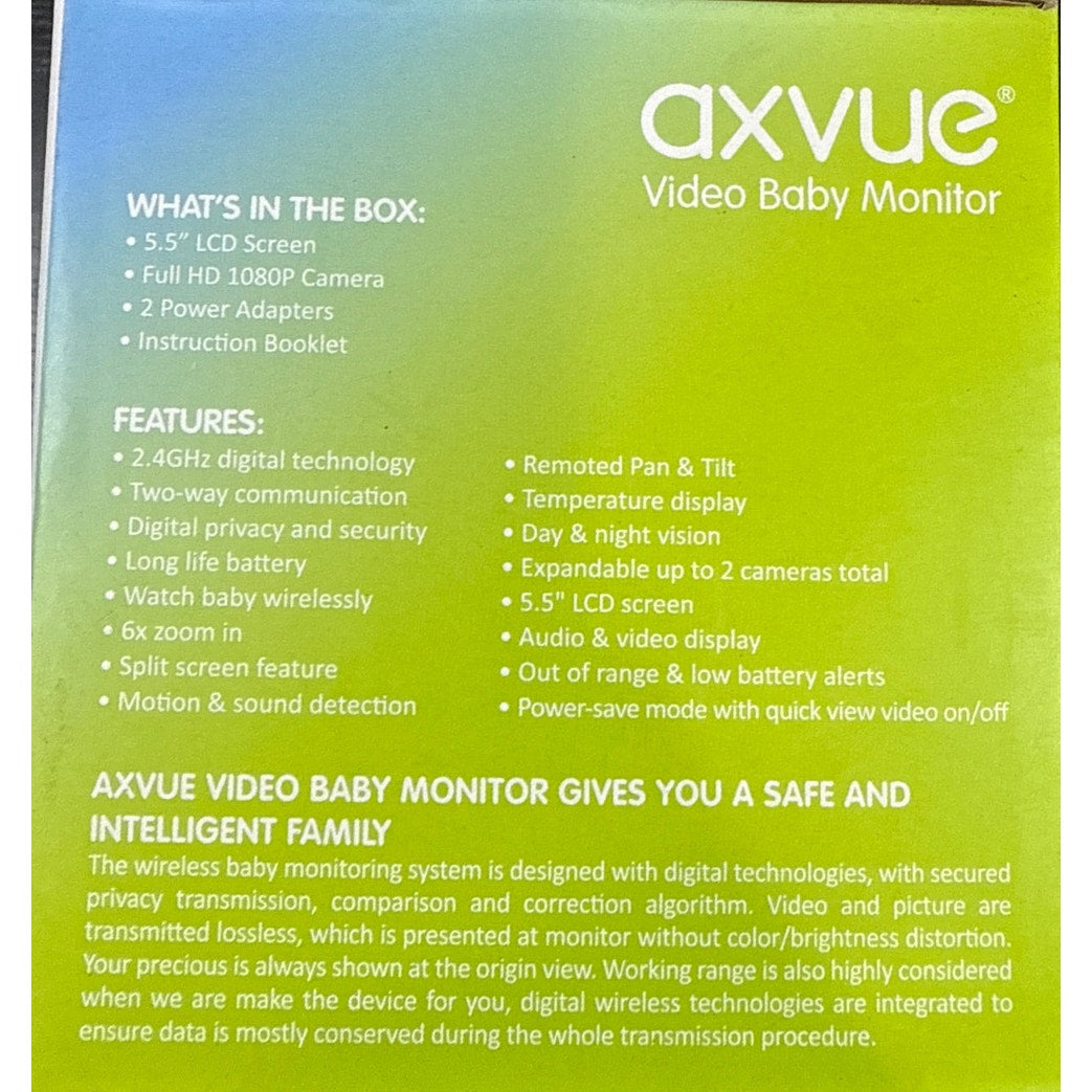 Axvue video baby monitor A2HD with 5.5 lcd screen