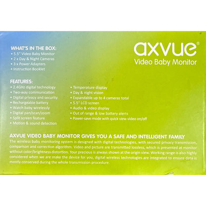 Axvue video baby monitor 5.5 lcd and two cameras A1080DU