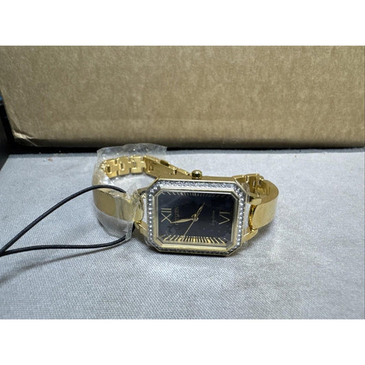 Citizen Women's Watch EM0982-54E Silhouette Eco Drive Black Dial Gold Steel 23mm