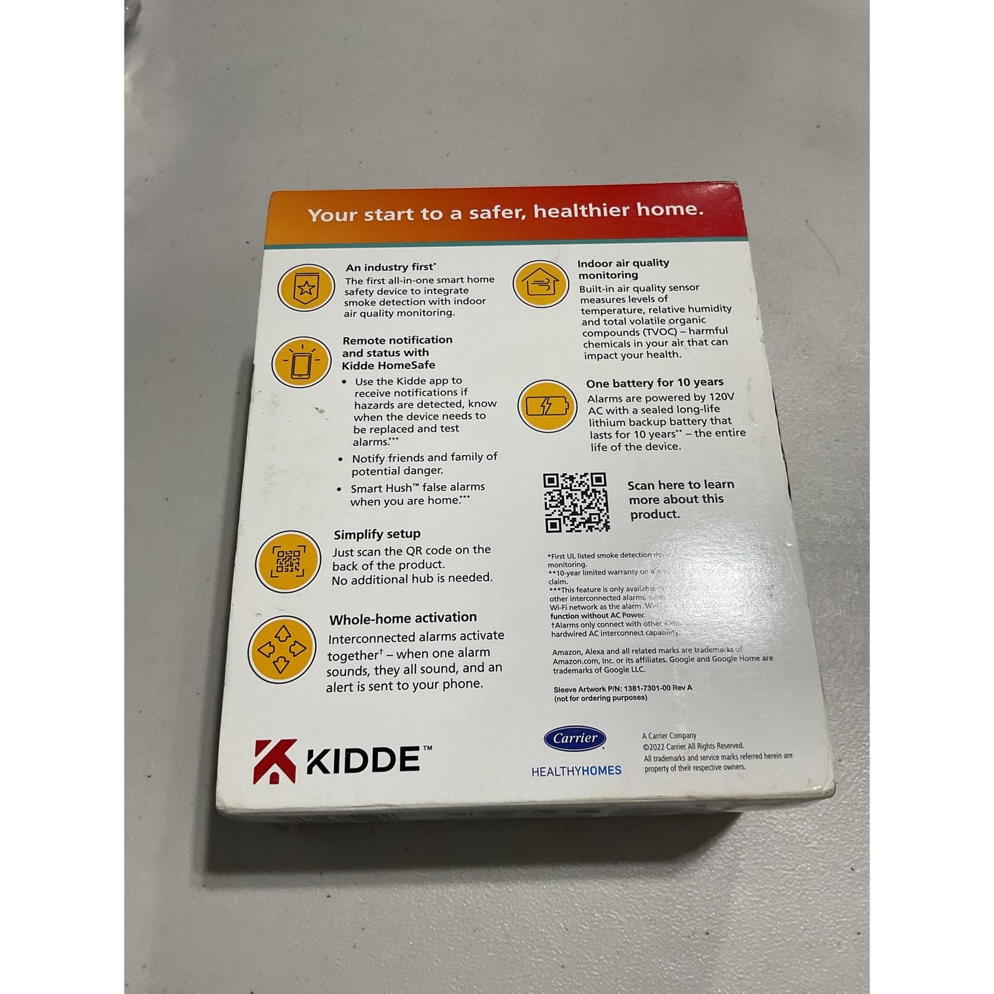 Kidde smoke alarm and indoor air quality monitor