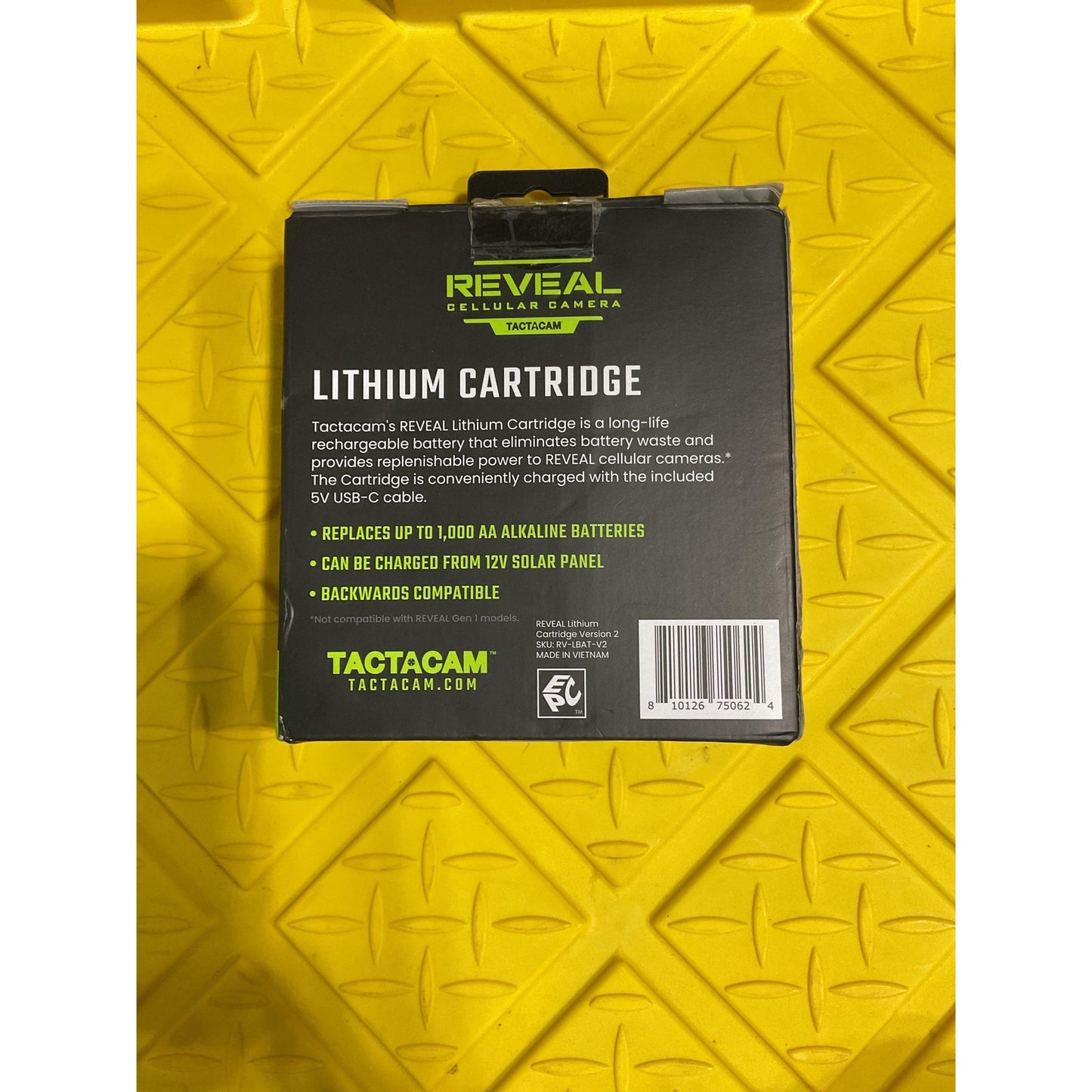 Tactacam Reveal Lithium cartridge Replaces up to 1000 AA alkaline batteries