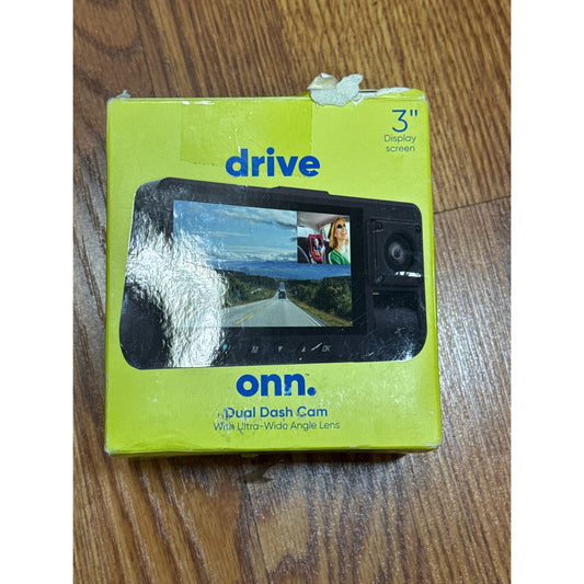 ONN Dual Dash Cam with Ultra Wide Angle Lens 3IN Screen - Open Box