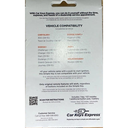 Car Keys Express Simple Key Replacement Kit Dodge