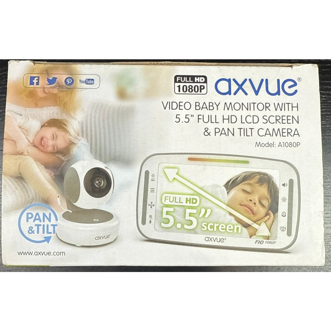 Axvue video baby monitor with 5.5 screen and pan and tilt camera A1080P