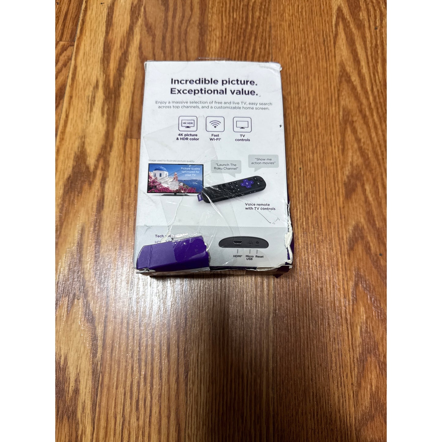 Roku Express 4k+ HDR Streaming device with Voice Remote - Open Box
