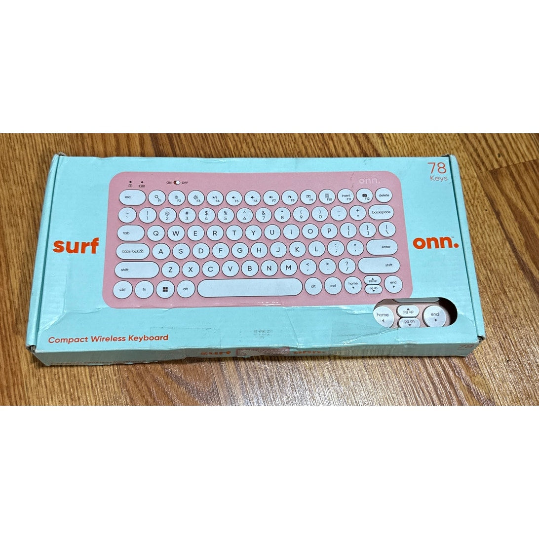 Onn Surf Wireless Keyboard - Compact Pink 78 Keys