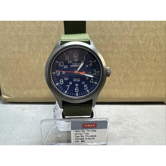 Timex Expedition Watch Green Strap Blue Face