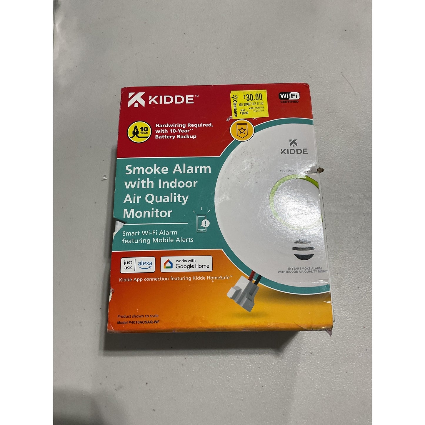 Kidde smoke alarm and indoor air quality monitor