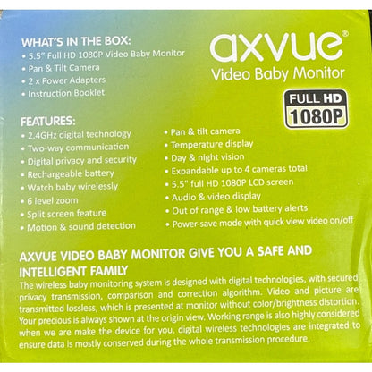 Axvue video baby monitor with 5.5 screen and pan and tilt camera A1080P