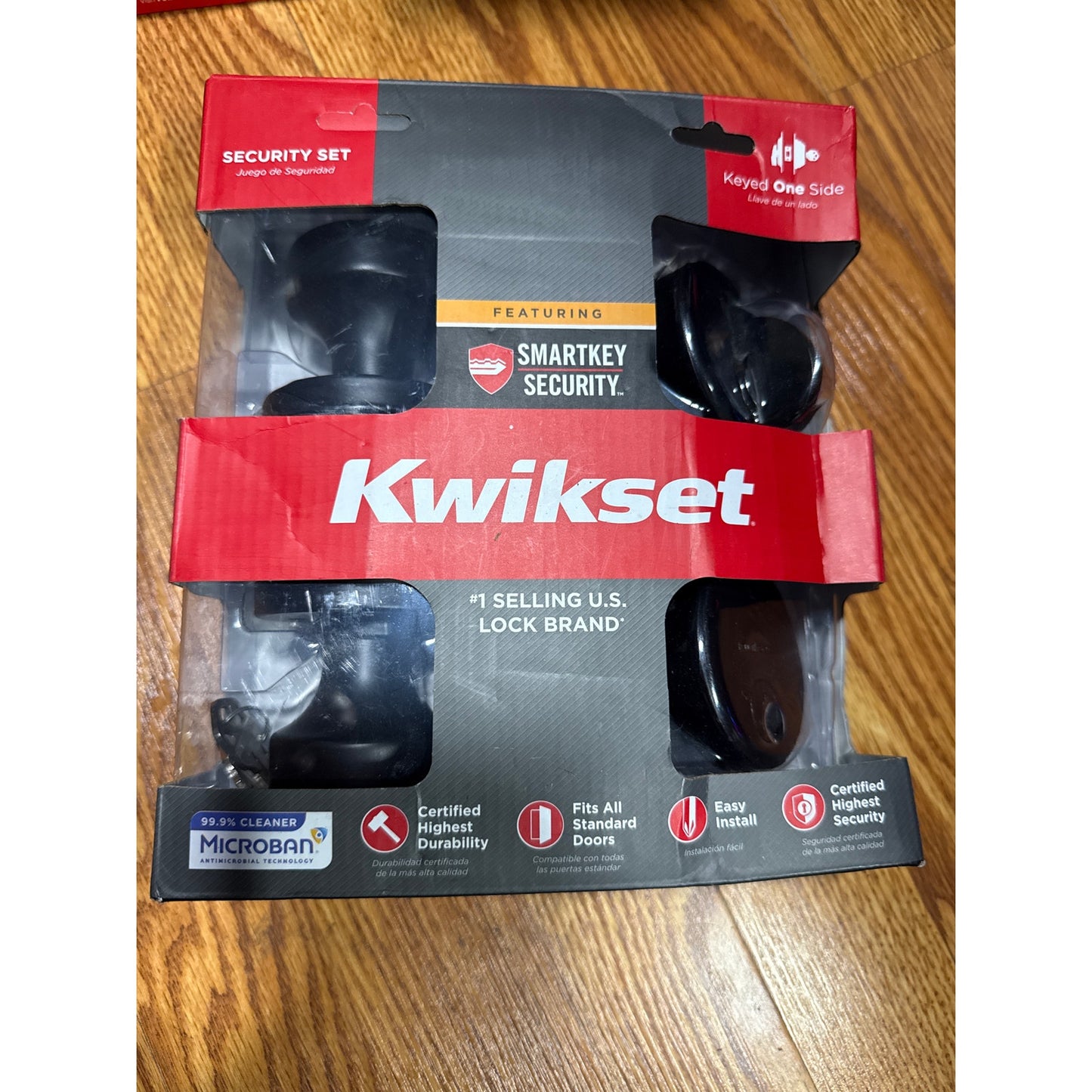 KwikSet Smart Key - Matt Black Deadbolt and Handle PISMO - Keyed one Side