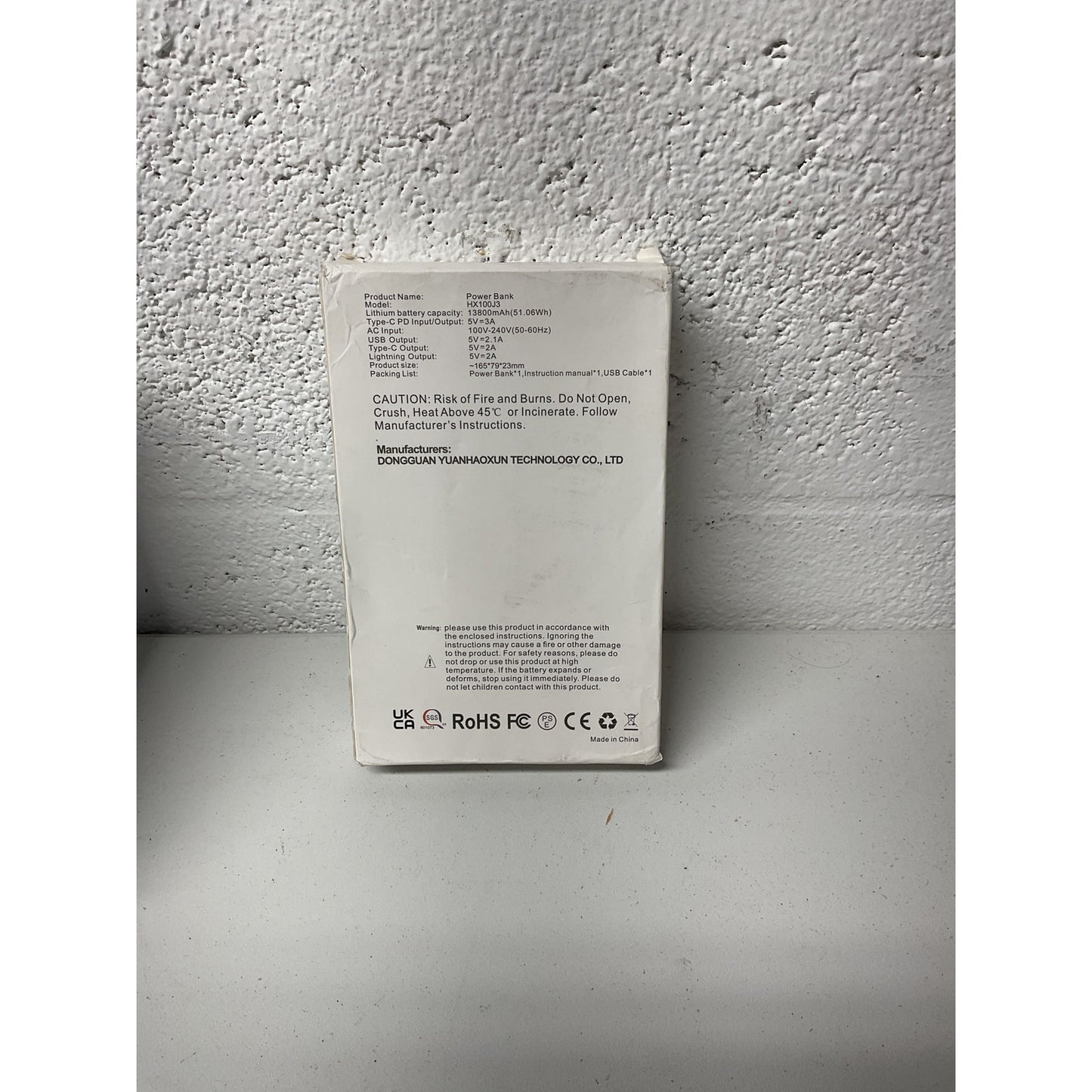 Portable Charger 13800mAh Power Bank model HX100J3