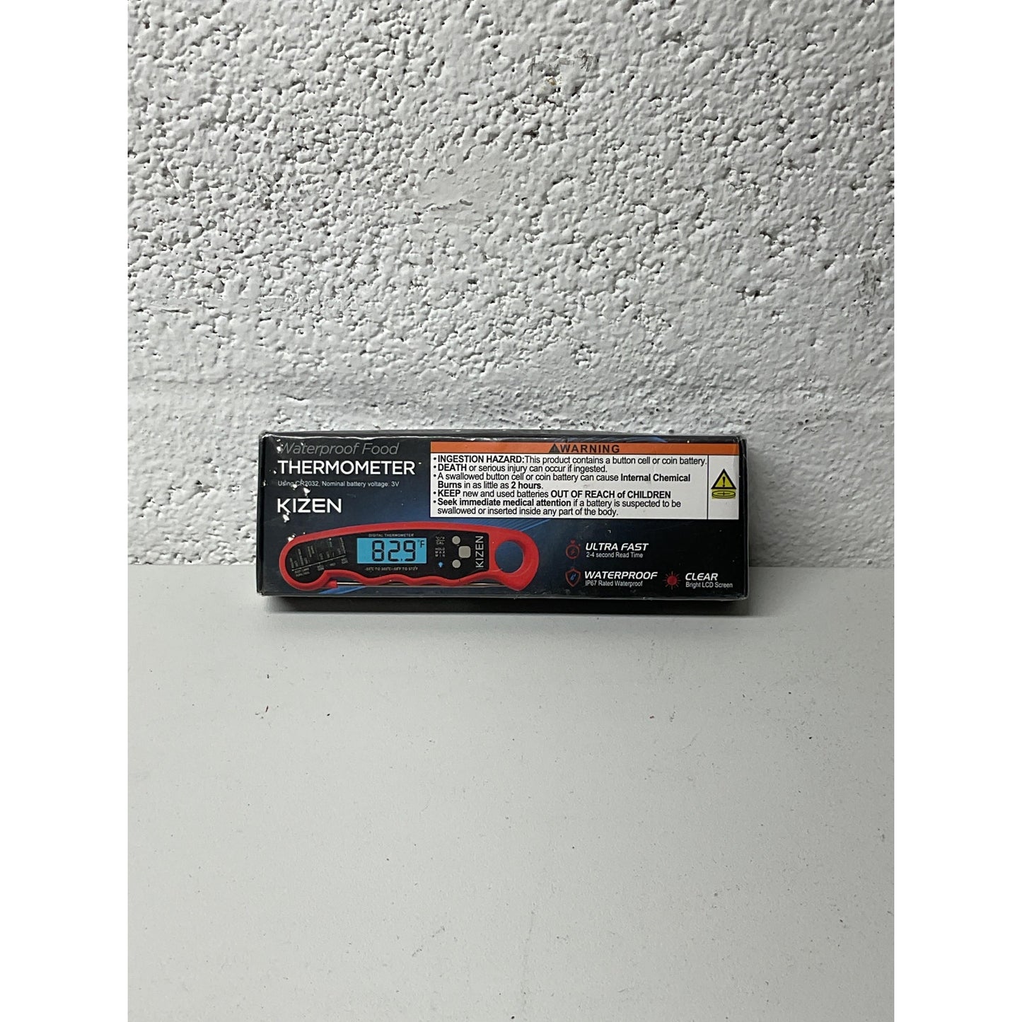 Waterproof Food Thermometer Red with black face
