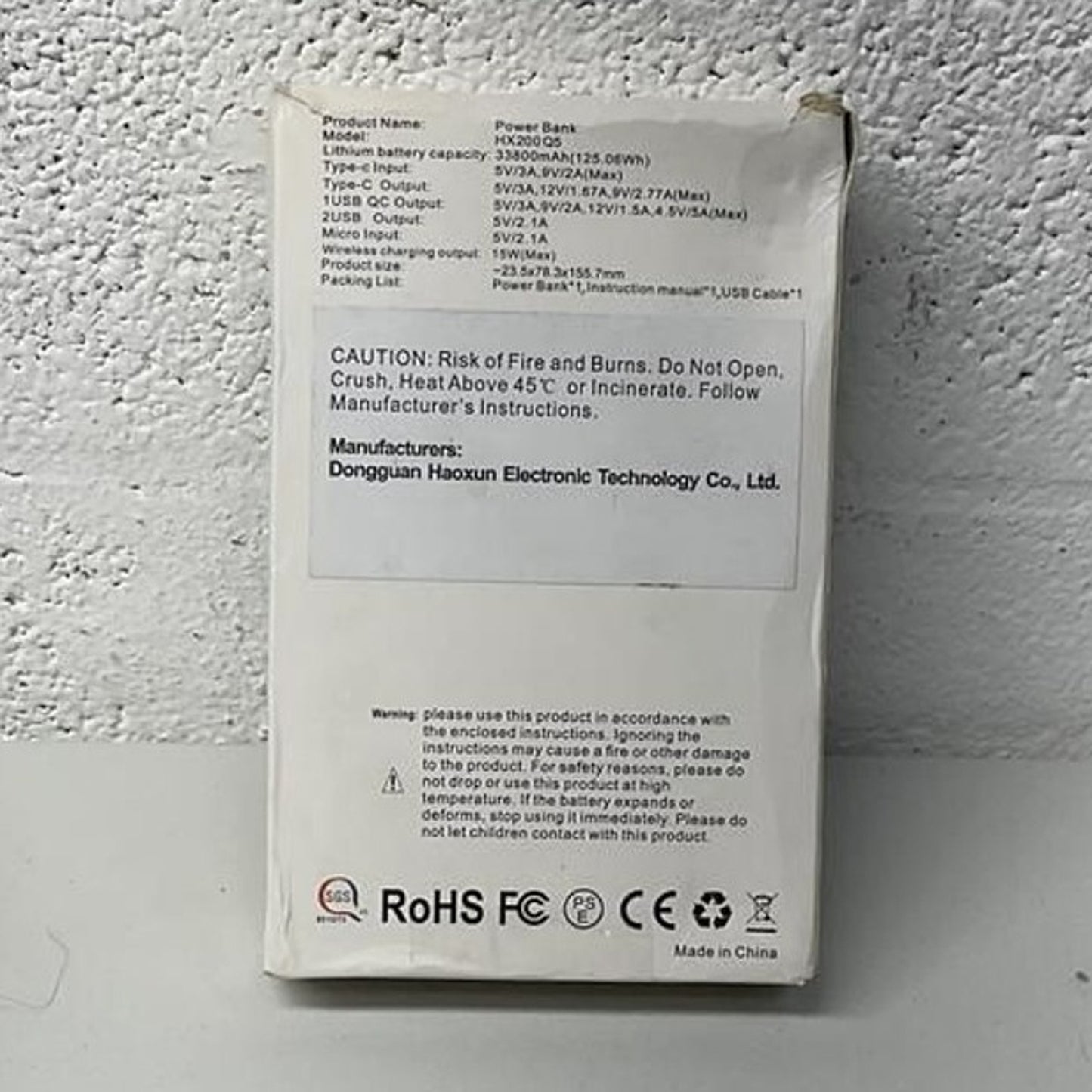 Power Bank 33800mAh  model HX200Q5 black